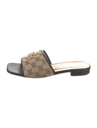 Pre-owned Gucci Gg Canvas Canvas Slides In Neutral
