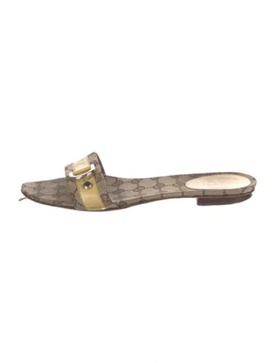 Pre-owned Gucci Gg Canvas Canvas Slides In Neutral