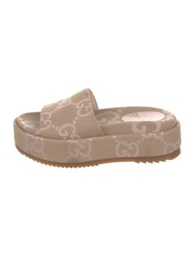 Pre-owned Gucci Gg Canvas Canvas Slides In Neutral