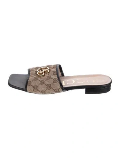 Pre-owned Gucci Gg Canvas Canvas Slides In Neutrals