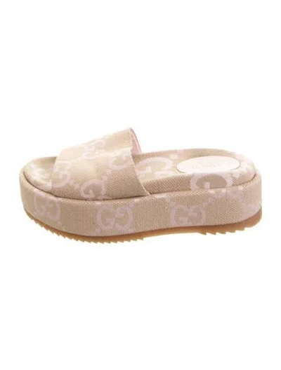 Pre-owned Gucci Gg Canvas Canvas Slides In Neutrals