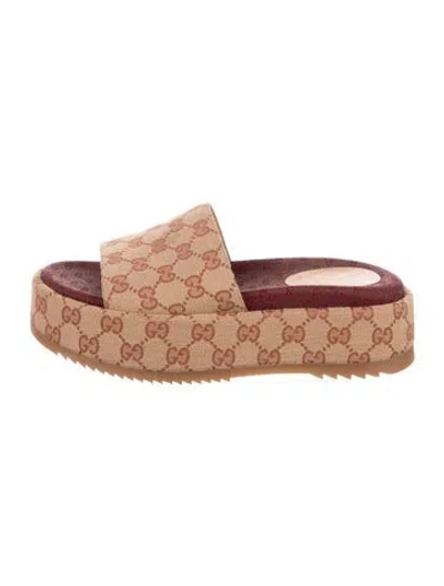 Pre-owned Gucci Gg Canvas Canvas Slides In Neutrals