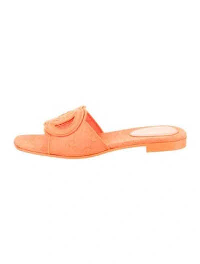 Pre-owned Gucci Gg Canvas Canvas Slides In Orange