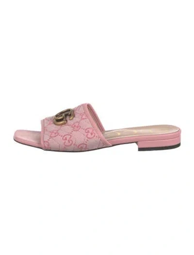 Pre-owned Gucci Gg Canvas Canvas Slides In Pink
