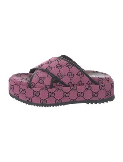 Pre-owned Gucci Gg Canvas Canvas Slides In Pink