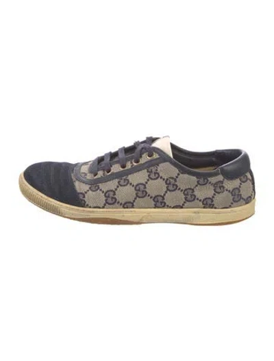 Pre-owned Gucci Gg Canvas Canvas Sneakers In Blue