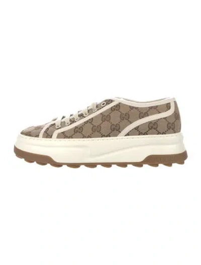 Pre-owned Gucci Gg Canvas Canvas Sneakers In Neutral