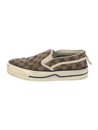 Pre-owned Gucci Gg Canvas Canvas Sneakers In Neutral