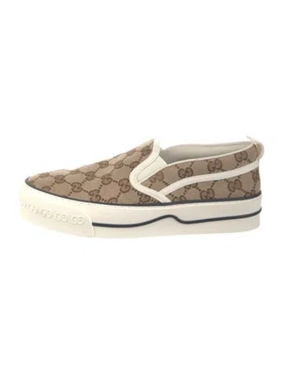 Pre-owned Gucci Gg Canvas Canvas Sneakers In Neutral