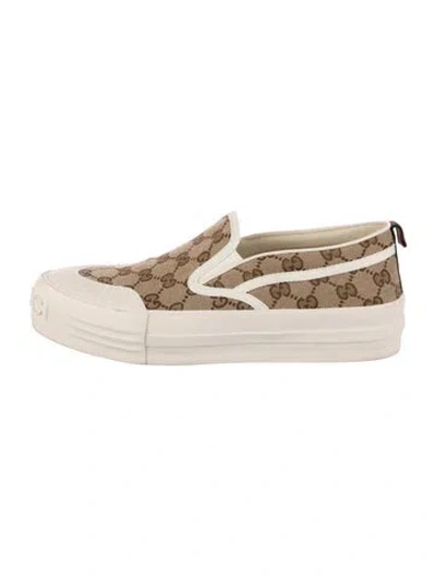 Pre-owned Gucci Gg Canvas Canvas Sneakers In Neutral
