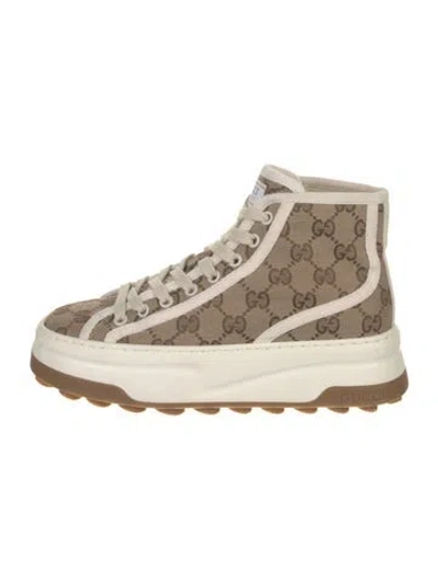 Pre-owned Gucci Gg Canvas Canvas Sneakers In Neutral