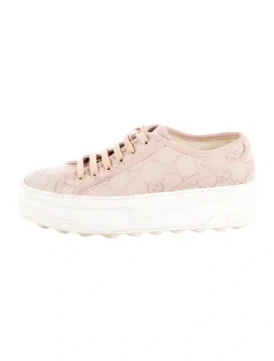 Pre-owned Gucci Gg Canvas Canvas Sneakers In Pink