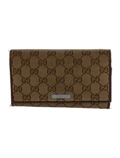 Pre-owned Gucci Gg Canvas Canvas Trifold Wallet In Brown