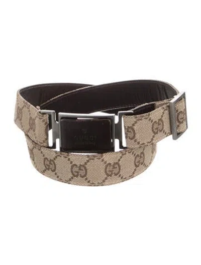 Pre-owned Gucci Gg Canvas Canvas Waist Belt In Neutral