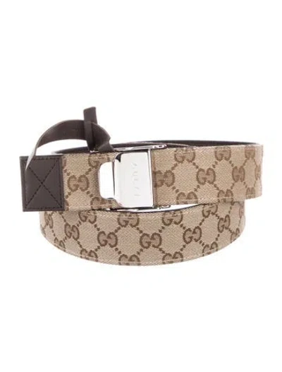 Pre-owned Gucci Gg Canvas Canvas Waist Belt In Neutral