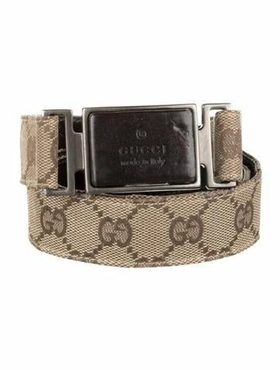Pre-owned Gucci Gg Canvas Canvas Waist Belt In Neutrals