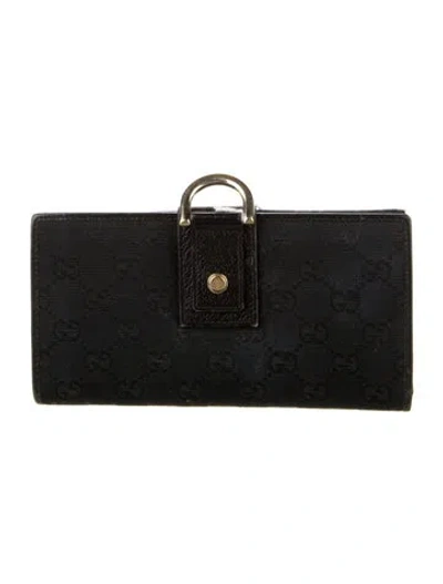 Pre-owned Gucci Gg Canvas Canvas Wallet In Black