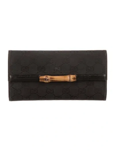 Pre-owned Gucci Gg Canvas Canvas Wallet In Black