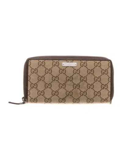 Pre-owned Gucci Gg Canvas Canvas Wallet In Brown