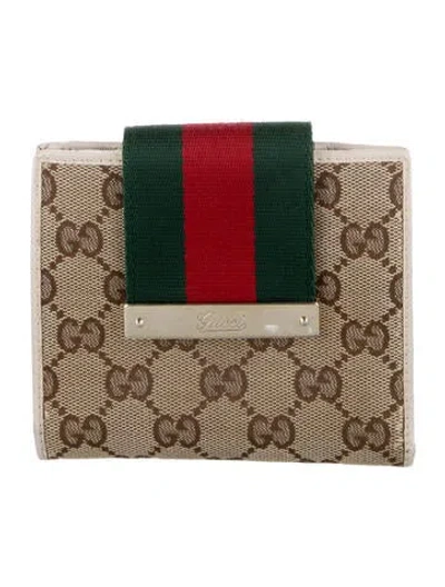 Pre-owned Gucci Gg Canvas Canvas Wallet In Neutral