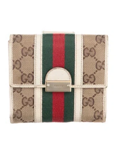 Pre-owned Gucci Gg Canvas Canvas Wallet In Neutral