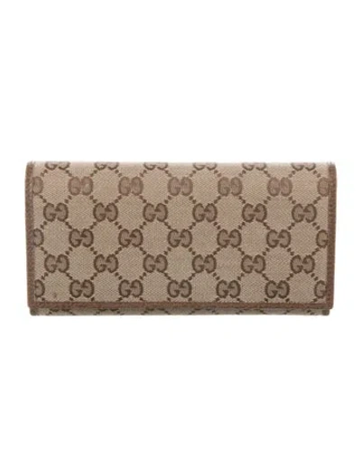 Pre-owned Gucci Gg Canvas Canvas Wallet W/ Tags In Brown