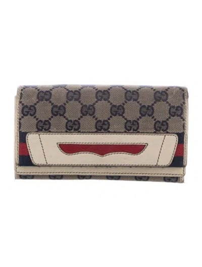 Pre-owned Gucci Gg Canvas Canvas Wristlet In Blue