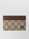 Gucci Men Gg Supreme Fabric And Leather Card Holder