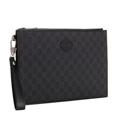 Gucci Gg-canvas Clutch Bag In Black