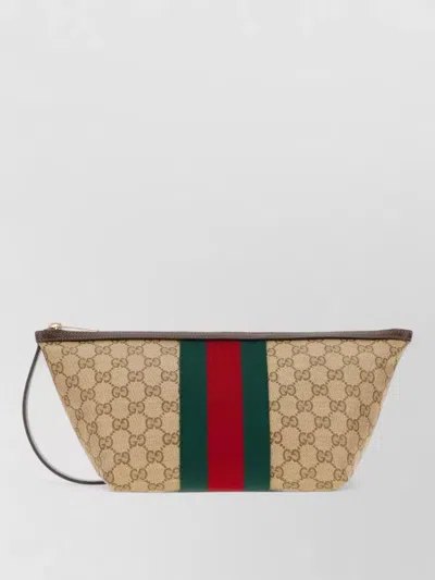 Gucci Essence Classic Gg Canvas Toiletry Bag In Brown