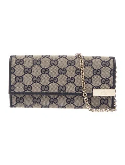 Pre-owned Gucci Gg Canvas Clutch In Blue