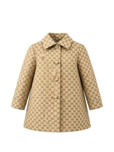 Gucci Gg Canvas Coat  Kids In Brown