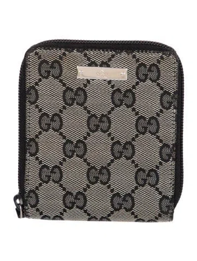 Pre-owned Gucci Gg Canvas Compact Wallet Gg Canvas Compact Wallet In Gray