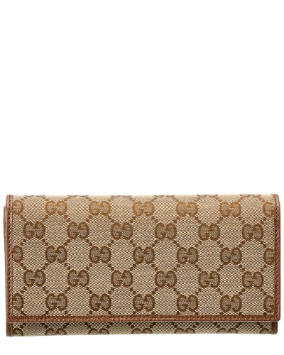 Gucci Gg Canvas Continental Wallet In Brown