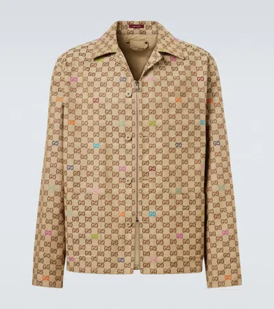 Gucci Gg Canvas Cotton-blend Jacket In Gold