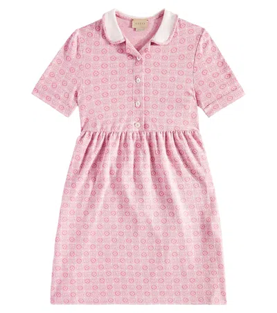 Gucci Kids' Gg Canvas Cotton Dress In Pink