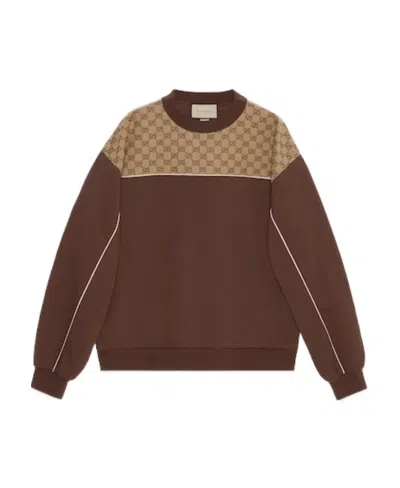Gucci Gg-canvas Cotton Sweatshirt In Brown