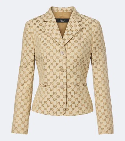 Gucci Gg Canvas Cotton-blend Blazer In Beige