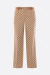 Gucci Gg Canvas Cropped Trousers With Horsebit In Camel