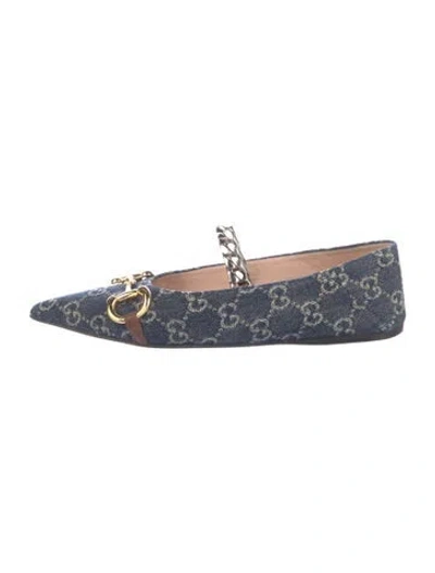 Pre-owned Gucci Gg Canvas Denim Ballet Flats In Blue