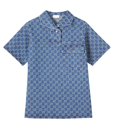 Gucci Kids' Gg Canvas Denim Dress In Blue