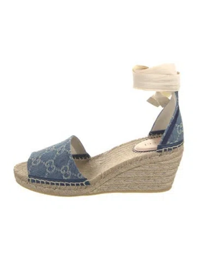 Pre-owned Gucci Gg Canvas Denim Espadrilles In Blue