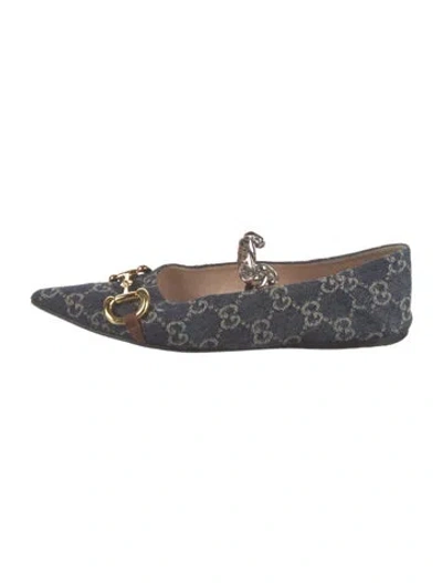 Pre-owned Gucci Gg Canvas Denim Mary Jane Flats In Blue