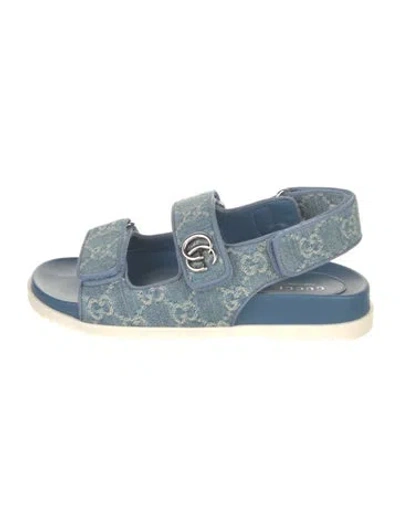 Pre-owned Gucci Gg Canvas Denim Sandals In Blue