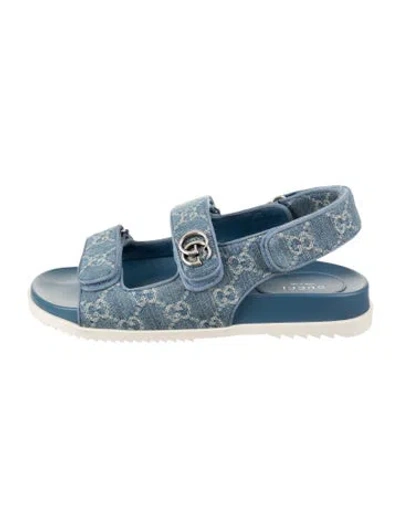 Pre-owned Gucci Gg Canvas Denim Sandals W/ Tags In Blue