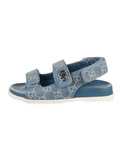Pre-owned Gucci Gg Canvas Denim Sandals W/ Tags In Blue