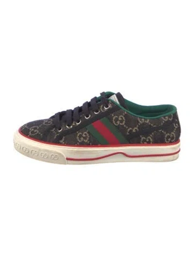 Pre-owned Gucci Gg Canvas Denim Sneakers In Black
