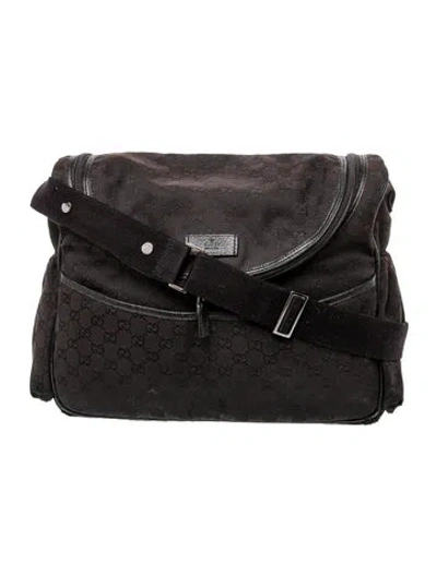Pre-owned Gucci Gg Canvas Diaper Bag In Black