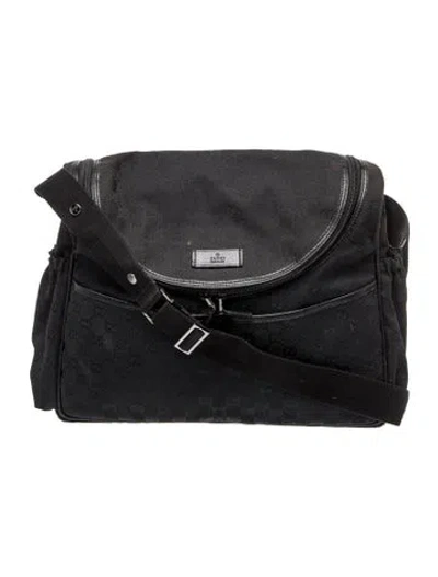 Pre-owned Gucci Babies' Gg Canvas Diaper Bag In Black