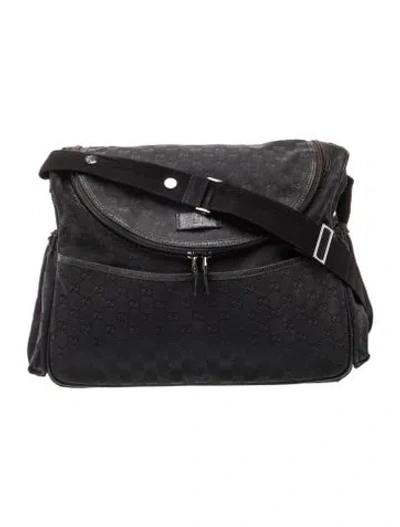 Pre-owned Gucci Babies' Gg Canvas Diaper Bag In Black